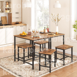 HOOBRO 3-Piece Industrial Dining Table Set