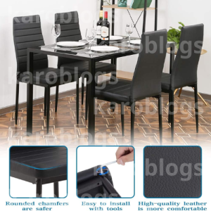 FDW Glass Dining Table Set