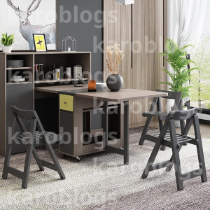 Folding Dining Table with Storage Rack